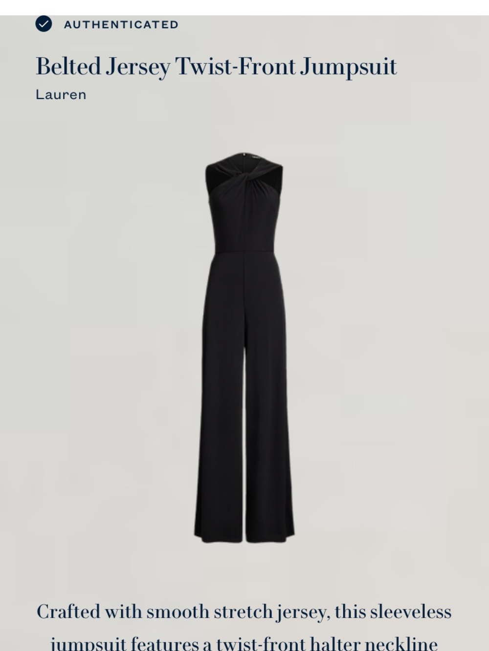 Lauren Ralph Lauren Black Twist-Neck Wide-Leg Jumpsuit - Picture 5 of 9